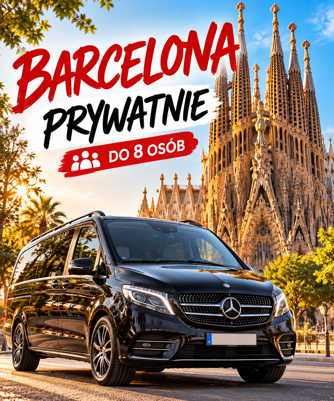 Barcelona prywatnie minivan + przewodnik (1-8 osób)